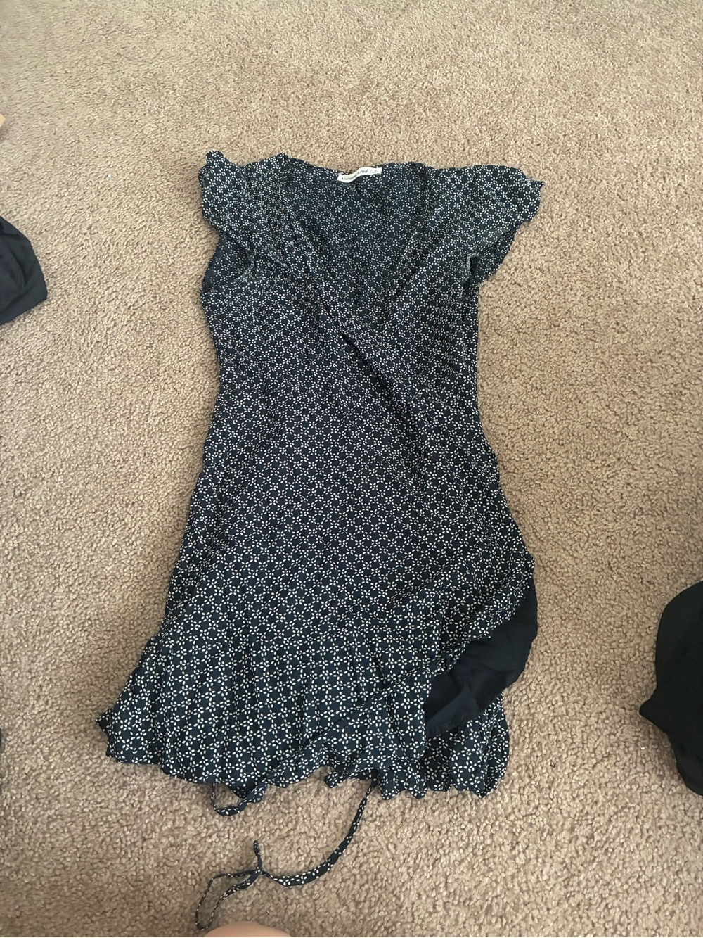 Abercrombie & Fitch Black Mini Wrap Dress with White Floral Print